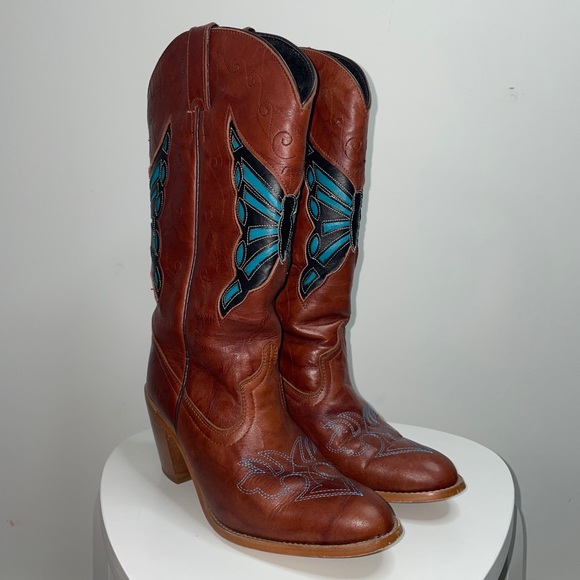 dingo Shoes - Vintage Dingo Leather Butterly Boho Western Boot Size 6.5